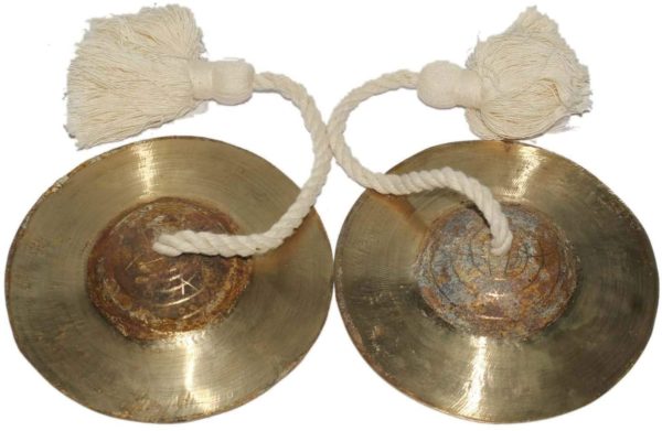 Naad NS-005 Handmade Jhanjh Percussion Indian Musical Instrument Cymbal Pair (Gold) 5"D