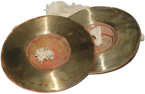 Naad NS-005 Handmade Jhanjh Percussion Indian Musical Instrument Cymbal Pair (Gold) 5"D