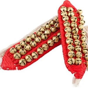 Naad 3 Line Heavy Brass Ghungaroo Pair (Red)