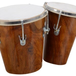 7 inch Size Professional Long Lasting Two Piece Wooden Bongo Drum set - (Brown)